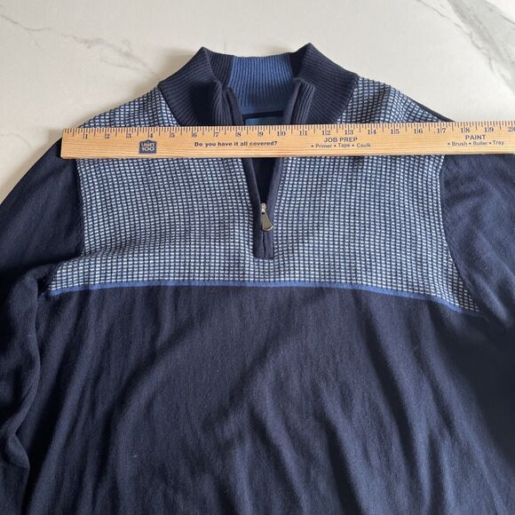 FAIRLANE Mens Navy Blue Knit Pullover Sweater Mock Neck cotton cashmere Sz L NEW - Picture 3 of 14